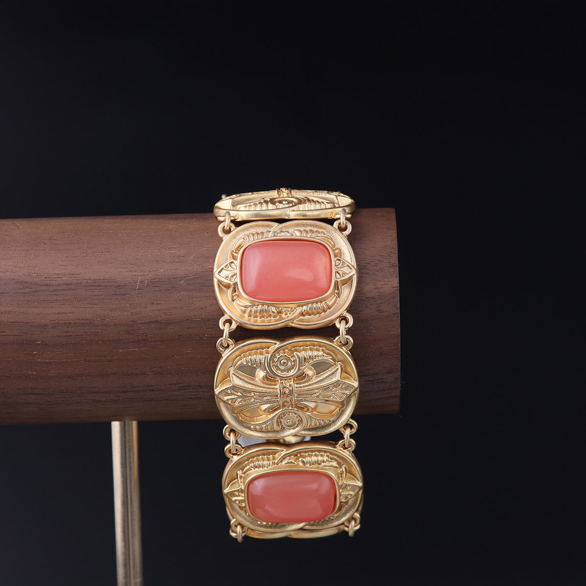 Vintage Agate Geometric Statement Bracelet Handcrafted Design
