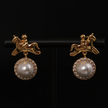 Vintage Pearl Heart Classic Handcrafted Earrings Gift Jewelry