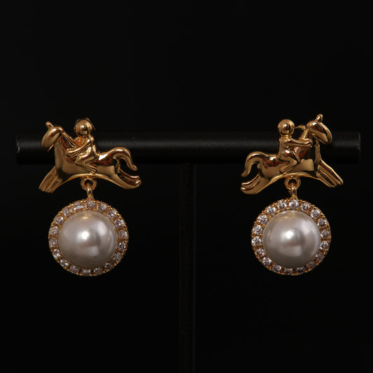 Vintage Pearl Heart Classic Handcrafted Earrings Gift Jewelry