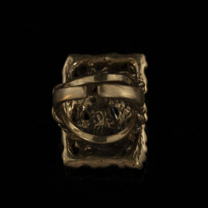 Vintage Natural Stone Geometric Refined Handcrafted Open Ring Gift Jewelry