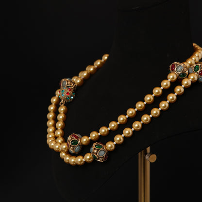 Vintage Pearl Floral Statement Necklace Handcrafted Design