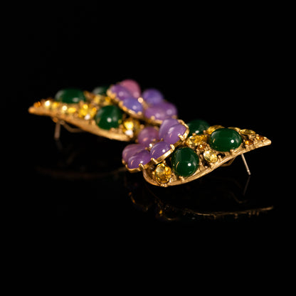 Vintage Natural Stone Floral Chic Earrings for Ladies