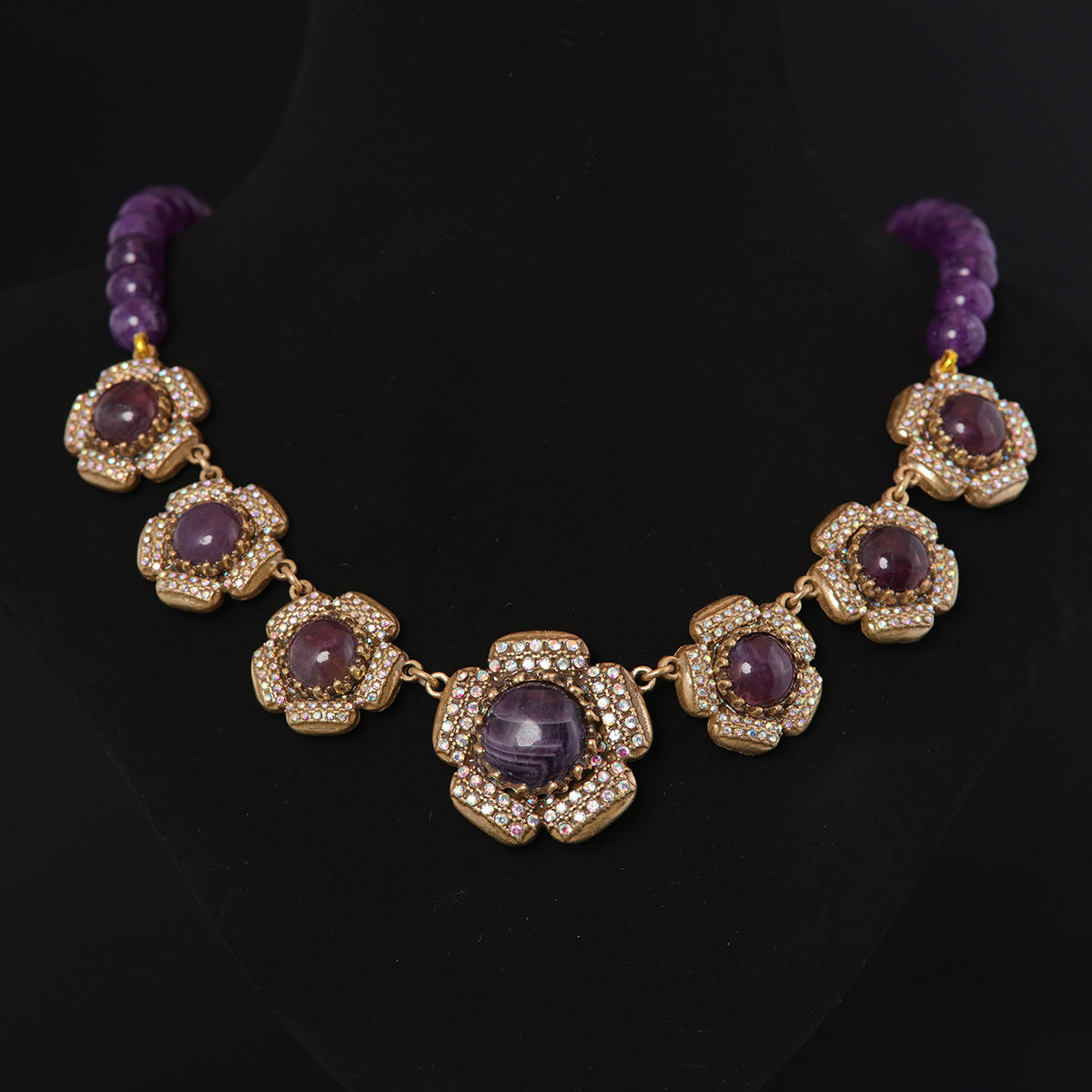 Vintage Refined Agate Petal Jewelry Set Ornate
