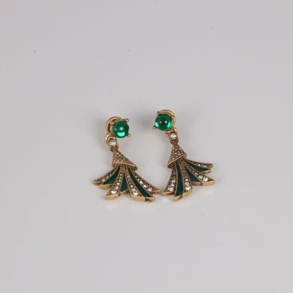 Vintage Enamel Leaf Refined Handcrafted Earrings Timeless Style