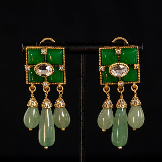 Vintage Natural Stone Heart Classic Earrings Timeless Style