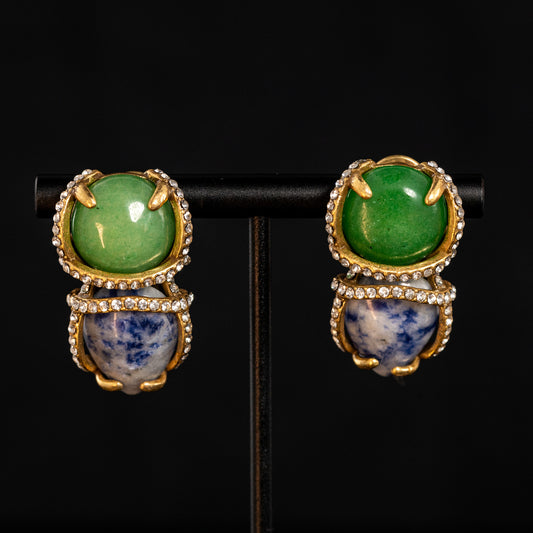 Vintage Natural Stone Elegant Earrings Handcrafted Design