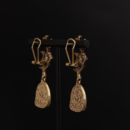 Vintage Enamel Classic Statement Earrings Handcrafted Design