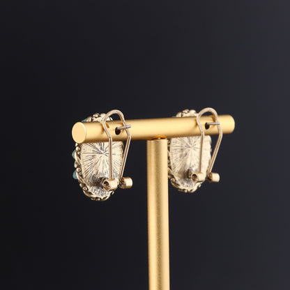 Vintage Natural Stone Geometric Classic Handcrafted Earrings Handcrafted Design