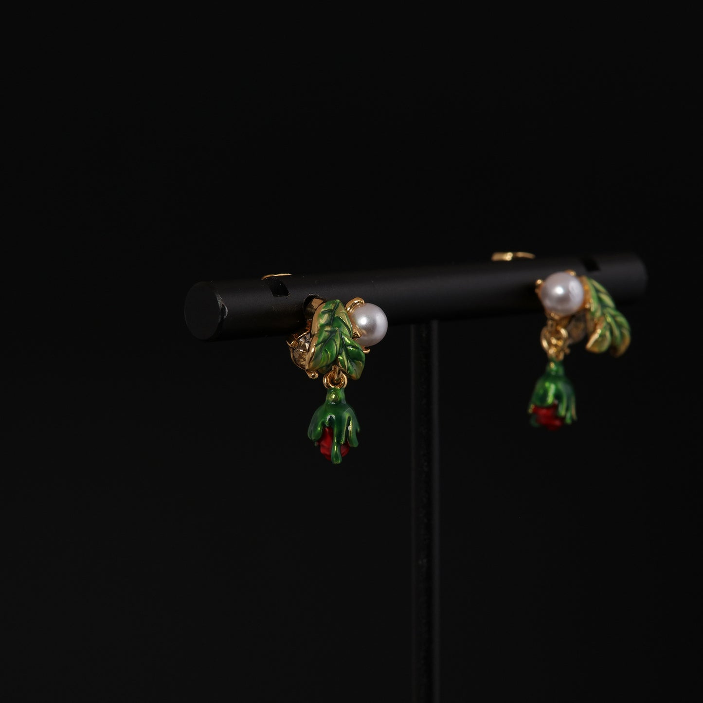 Vintage Pearl Leaf Artisan Earrings for Women
