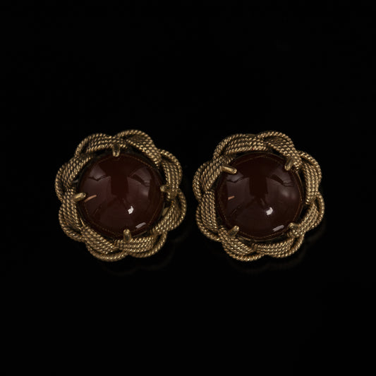 Vintage Agate Refined Stone Inlay Earrings for Women