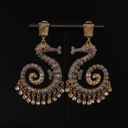 Vintage Statement Stone Inlay Earrings Gift Jewelry