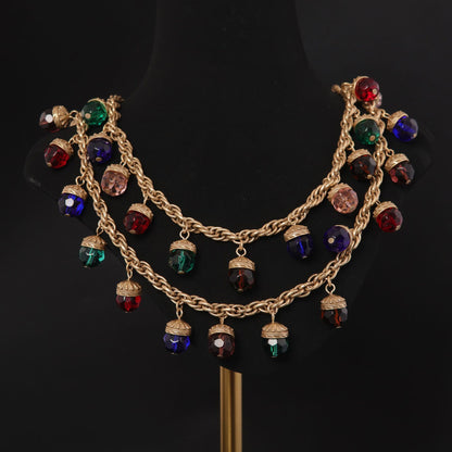 Vintage Glass Geometric Refined Handcrafted Necklace for Women