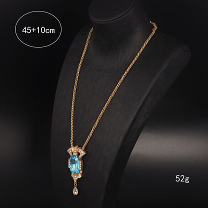 Vintage Crystal Luxury Stone Inlay Necklace for Ladies