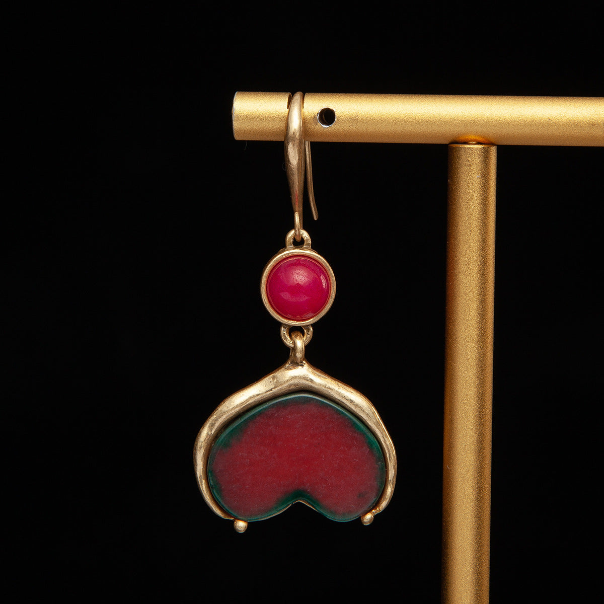 Vintage Agate Heart Refined Earrings for Ladies