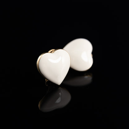 Vintage Enamel Heart Statement Handcrafted Earrings Timeless Style