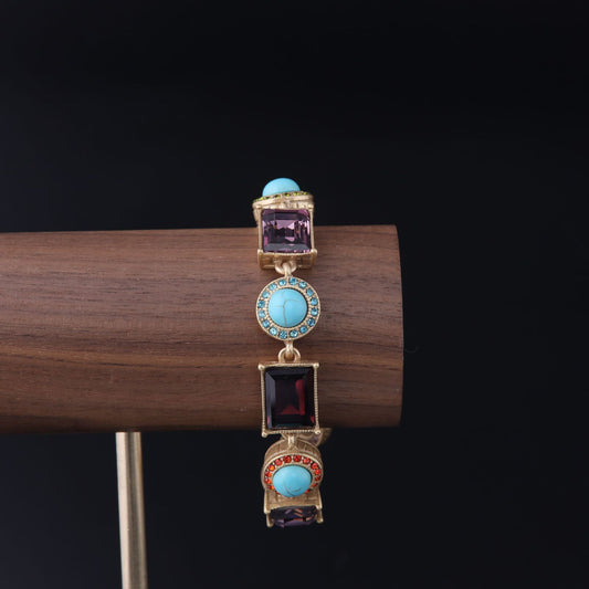 Vintage Geometric Luxury Stone Inlay Bracelet Timeless Style