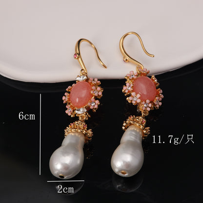Vintage Pearl Baroque Chic Earrings Handcrafted Design