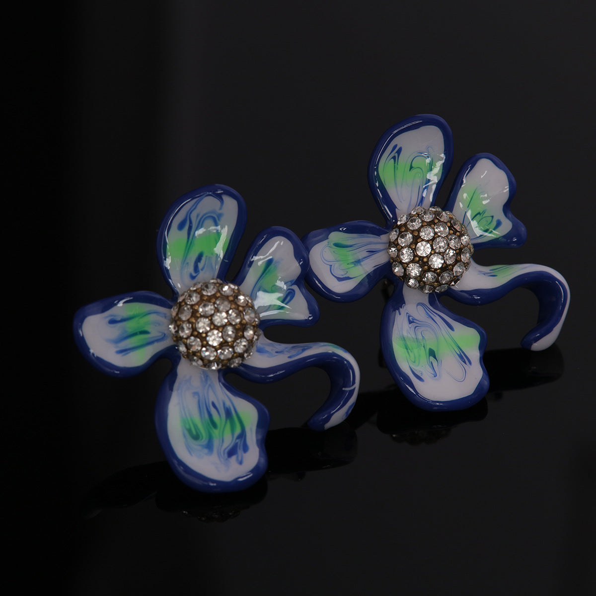 Vintage Enamel Floral Chic Earrings Gift Jewelry
