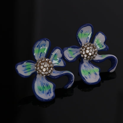Vintage Enamel Floral Chic Earrings Gift Jewelry