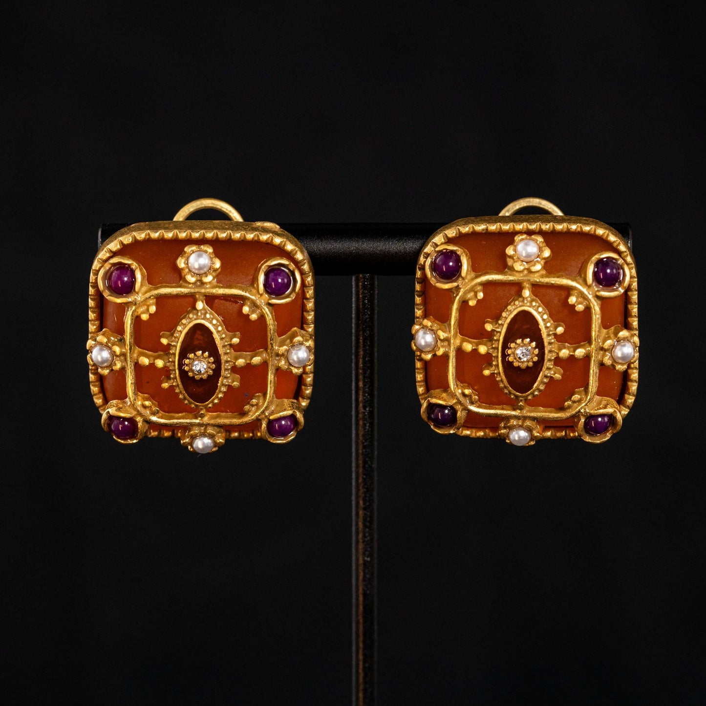 Vintage Enamel Statement Handcrafted Earrings for Ladies