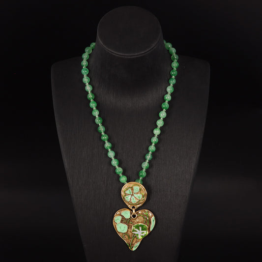 Vintage Agate Heart Elegant Necklace Gift Jewelry