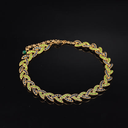 Vintage Luxury Stone Inlay Necklace Handcrafted Design