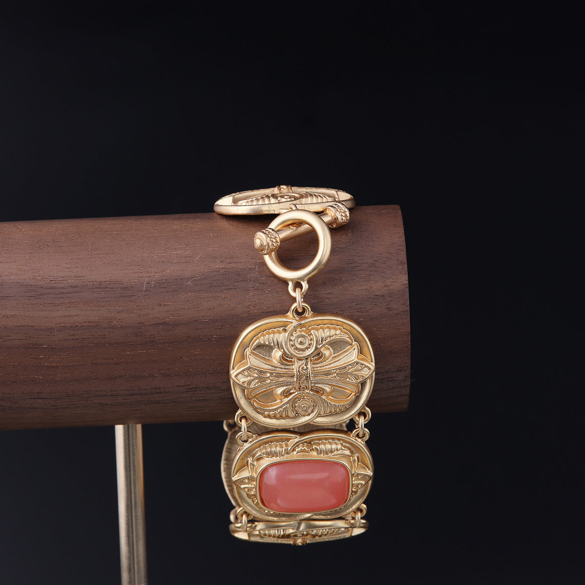 Vintage Agate Geometric Statement Bracelet Handcrafted Design