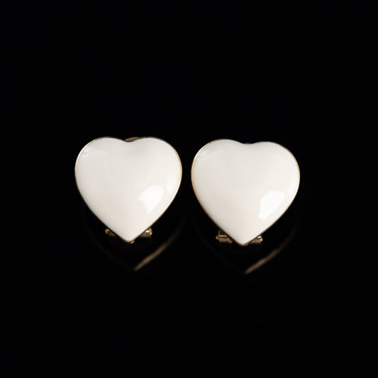 Vintage Enamel Heart Statement Handcrafted Earrings Timeless Style