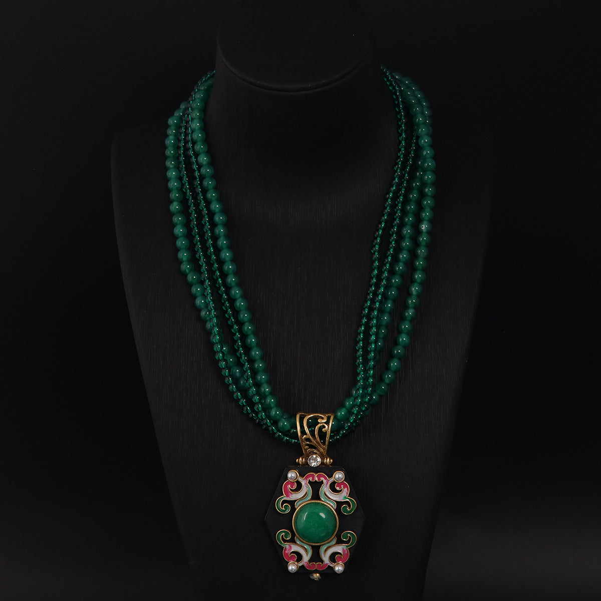Vintage Enamel Geometric Refined Polished Necklace Gift Jewelry