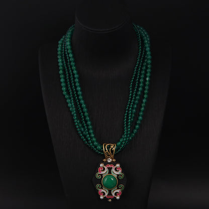 Vintage Enamel Geometric Refined Polished Necklace Gift Jewelry