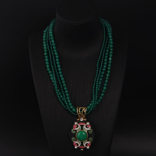 Vintage Enamel Geometric Refined Polished Necklace Gift Jewelry