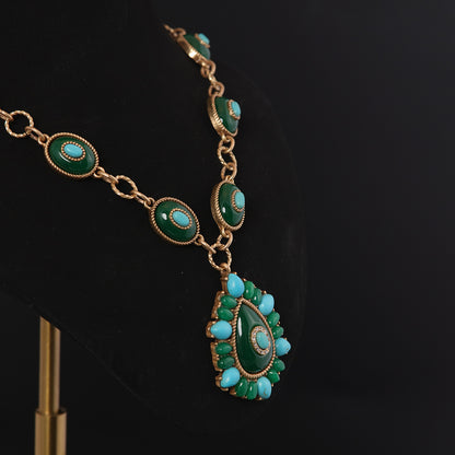 Vintage Artisan Agate Handcrafted Jewelry Set Baroque
