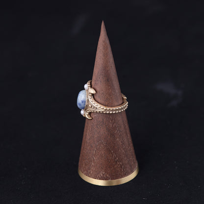 Vintage Natural Stone Geometric Artisan Open Ring Handcrafted Design