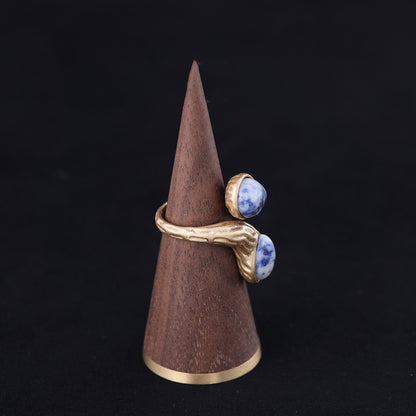 Vintage Enamel Geometric Chic Handcrafted Open Ring Timeless Style