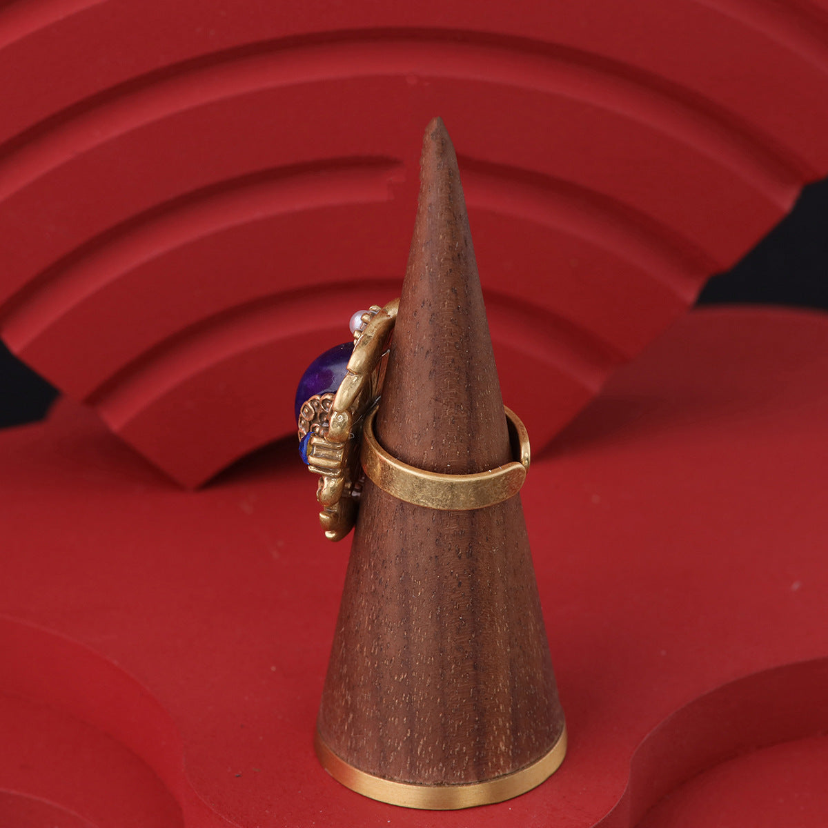 Vintage Geometric Luxury Polished Open Ring