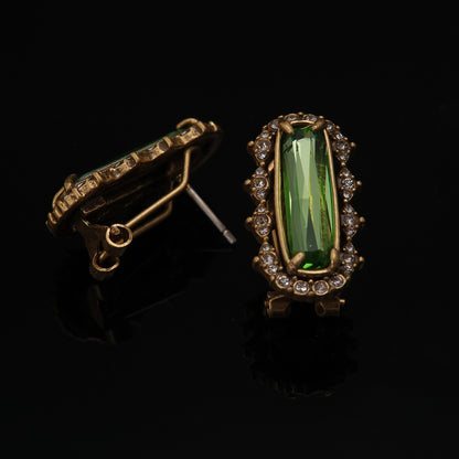 Vintage Geometric Classic Stone Inlay Earrings Handcrafted Design