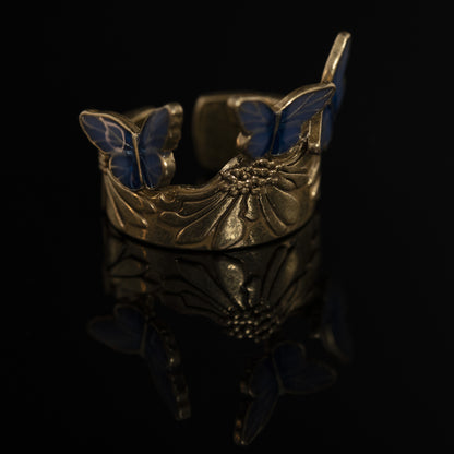 Vintage Enamel Geometric Chic Open Ring