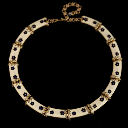Vintage Enamel Floral Elegant Handcrafted Necklace Timeless Style