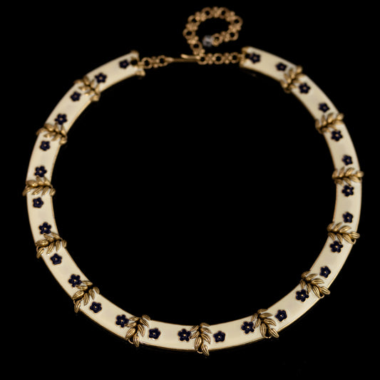 Vintage Enamel Floral Elegant Handcrafted Necklace Timeless Style