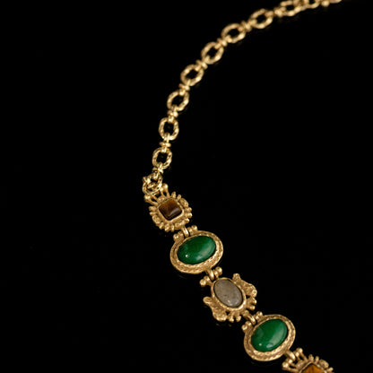 Vintage Natural Stone Geometric Timeless Stone Inlay Necklace for Women