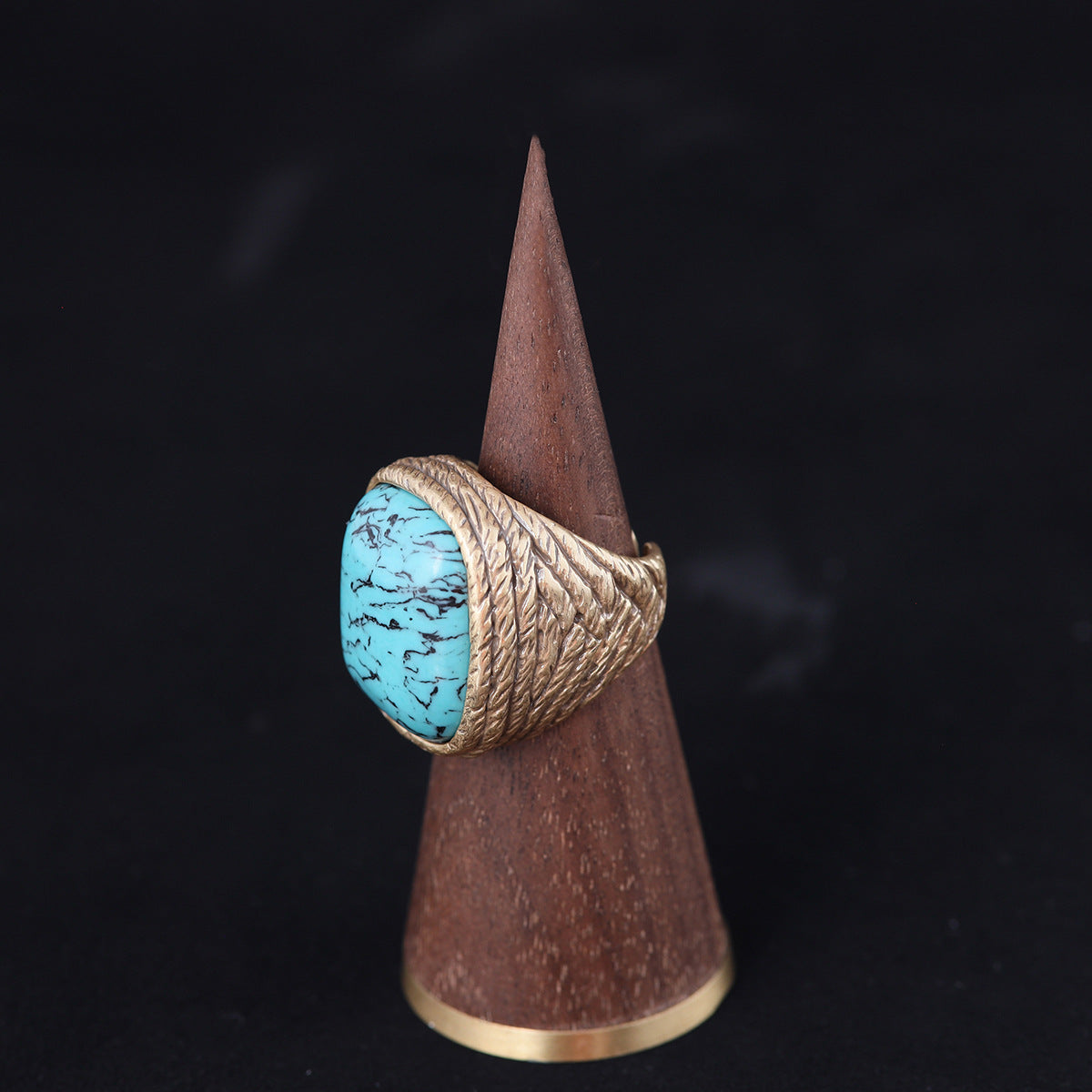 Vintage Geometric Refined Stone Inlay Open Ring Gift Jewelry