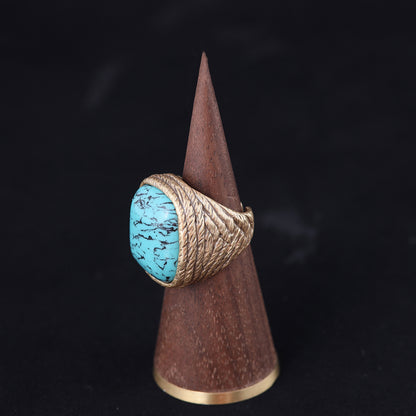Vintage Geometric Refined Stone Inlay Open Ring Gift Jewelry