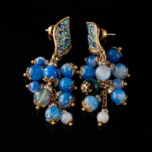 Vintage Agate Leaf Statement Handcrafted Earrings Handcrafted Design