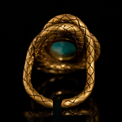 Vintage Natural Stone Geometric Luxury Handcrafted Open Ring