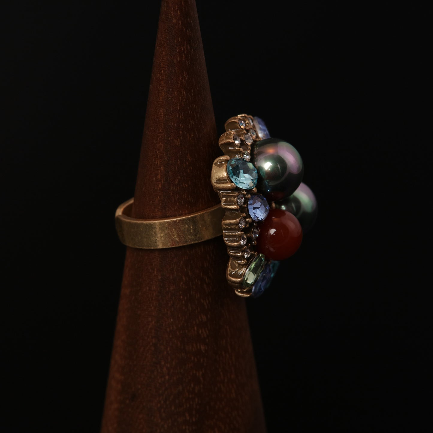 Vintage Pearl Geometric Classic Open Ring Handcrafted Design