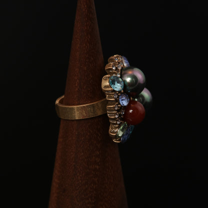 Vintage Pearl Geometric Classic Open Ring Handcrafted Design