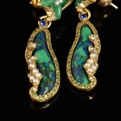 Vintage Natural Stone Star Luxury Earrings Gift Jewelry