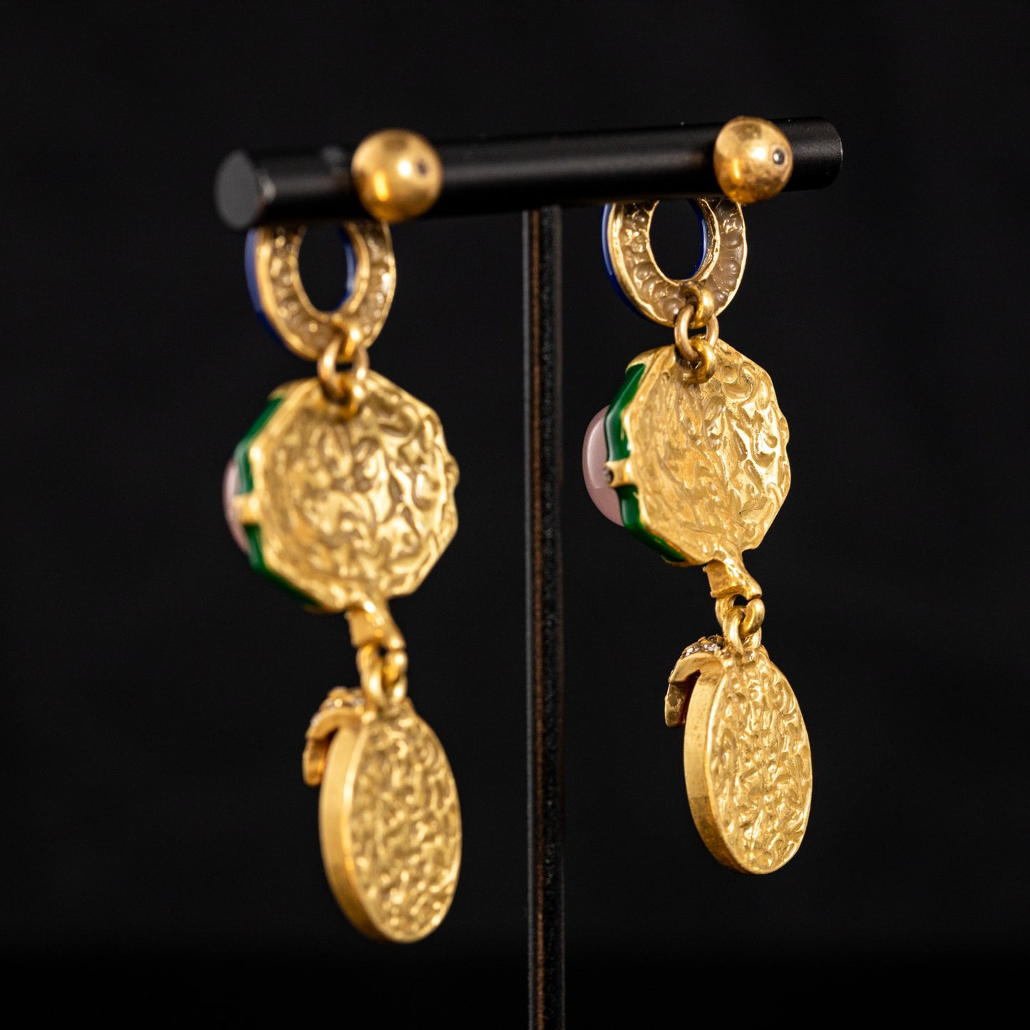 Vintage Enamel Star Artisan Handcrafted Earrings Timeless Style