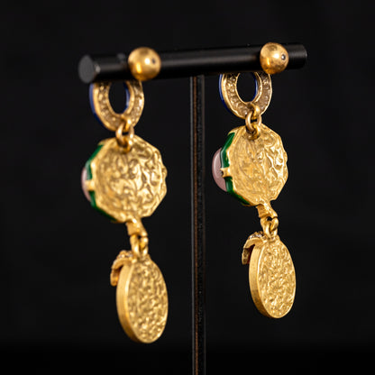 Vintage Enamel Star Artisan Handcrafted Earrings Timeless Style
