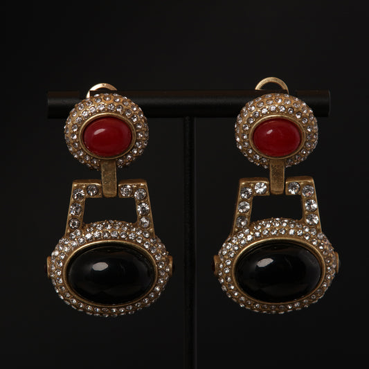 Vintage Natural Stone Elegant Stone Inlay Earrings for Ladies